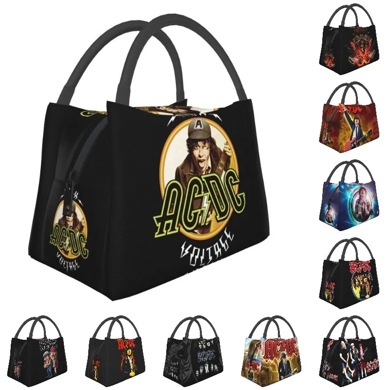 Heavy Metal Music Thermal Insulated Lunch Bag Women Australian AC DC Rock Band Resuable Lunch Tote Travel Storage Meal Food Box