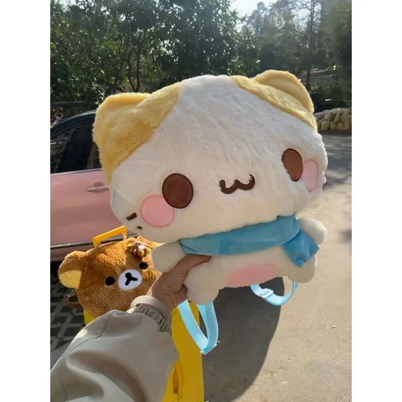 만화 ‌ Masyumaro 부드러운 플러시 배낭 애니메이션 박제 동물 플러시 장난감 Schoolbag 귀여운 학생 배낭 소녀 크리스마스 선물