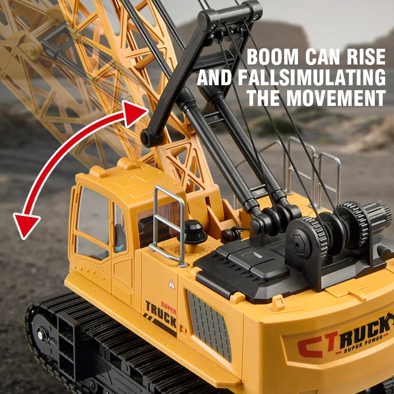 Legering afstandsbediening kraan kindersimulatie kraan extra groot techniek voertuig spray haak kraan speelgoedauto voor jongens kinderen cadeau
