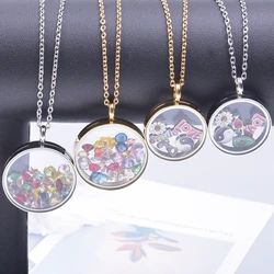 1Pc Stainless Steel Round Glass Memory Picture Medaillon Locket Pendant Women Necklaces Living Relicario Collier Homme Jewelry