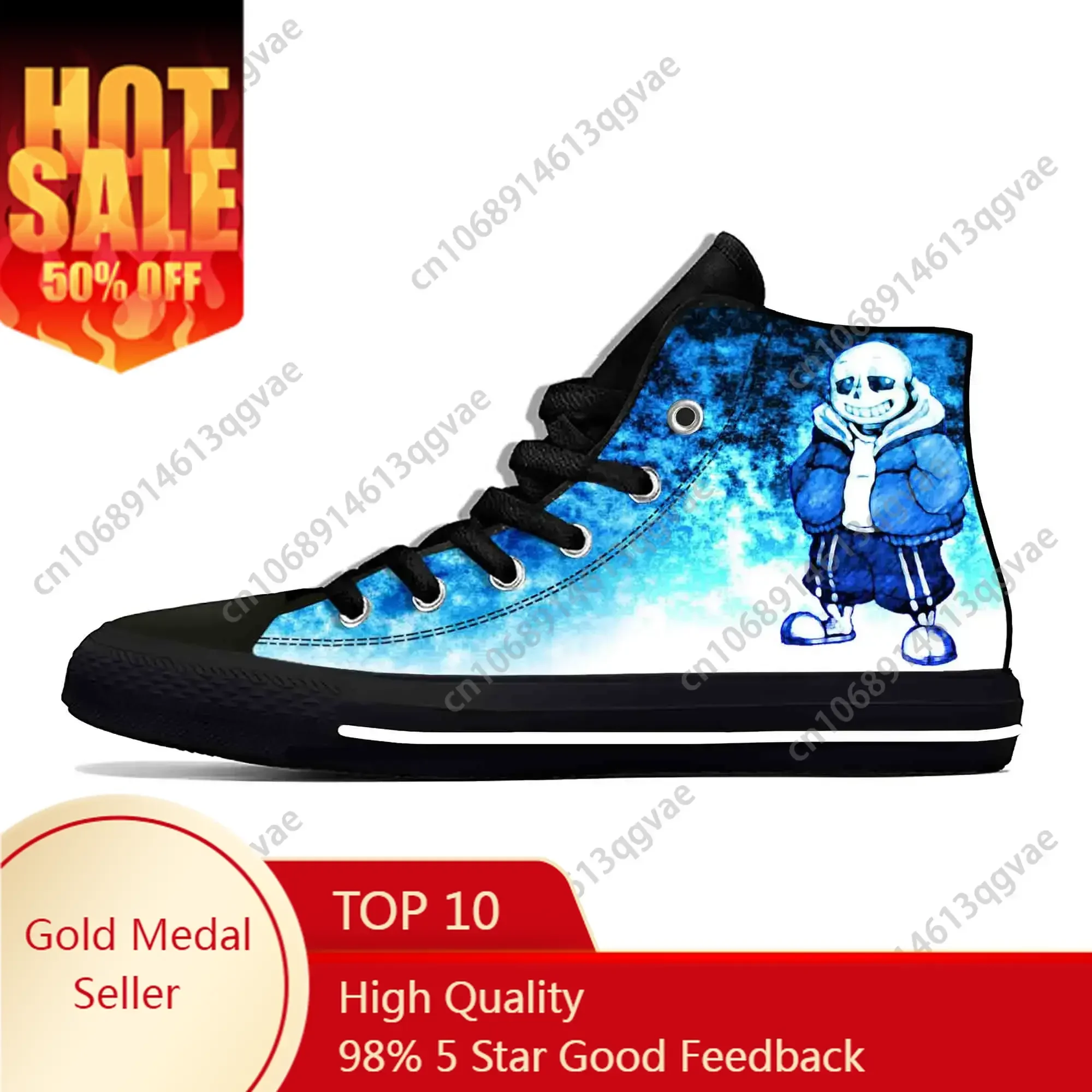 

Undertale Sans Skull Skeleton Anime Cartoon Game High Top Sneakers Mens Womens Teenager Canvas Sneaker Couple Custom Made Shoes