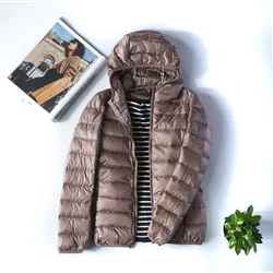 New Women Thin Down Jacket White Duck Ultralight Jackets Autumn and Winter Warm Coats M-5XL Portable Outwear Down Jacket Women