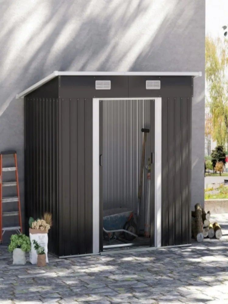 AliExpress NONE Outsunny Outdoor Storage Shed with Foundation Kit, Lean to Metal Garden Shed for Log,Rubbish Bin,Tool,Lawnmower Bike,Patio