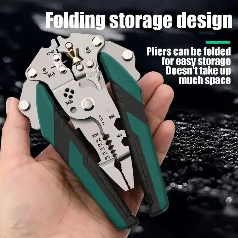 

Multi-Function Wire Stripper Foldable Cable Cutter Stripper Pliers Electrician Hand Tool for Cutting Crimping Winding