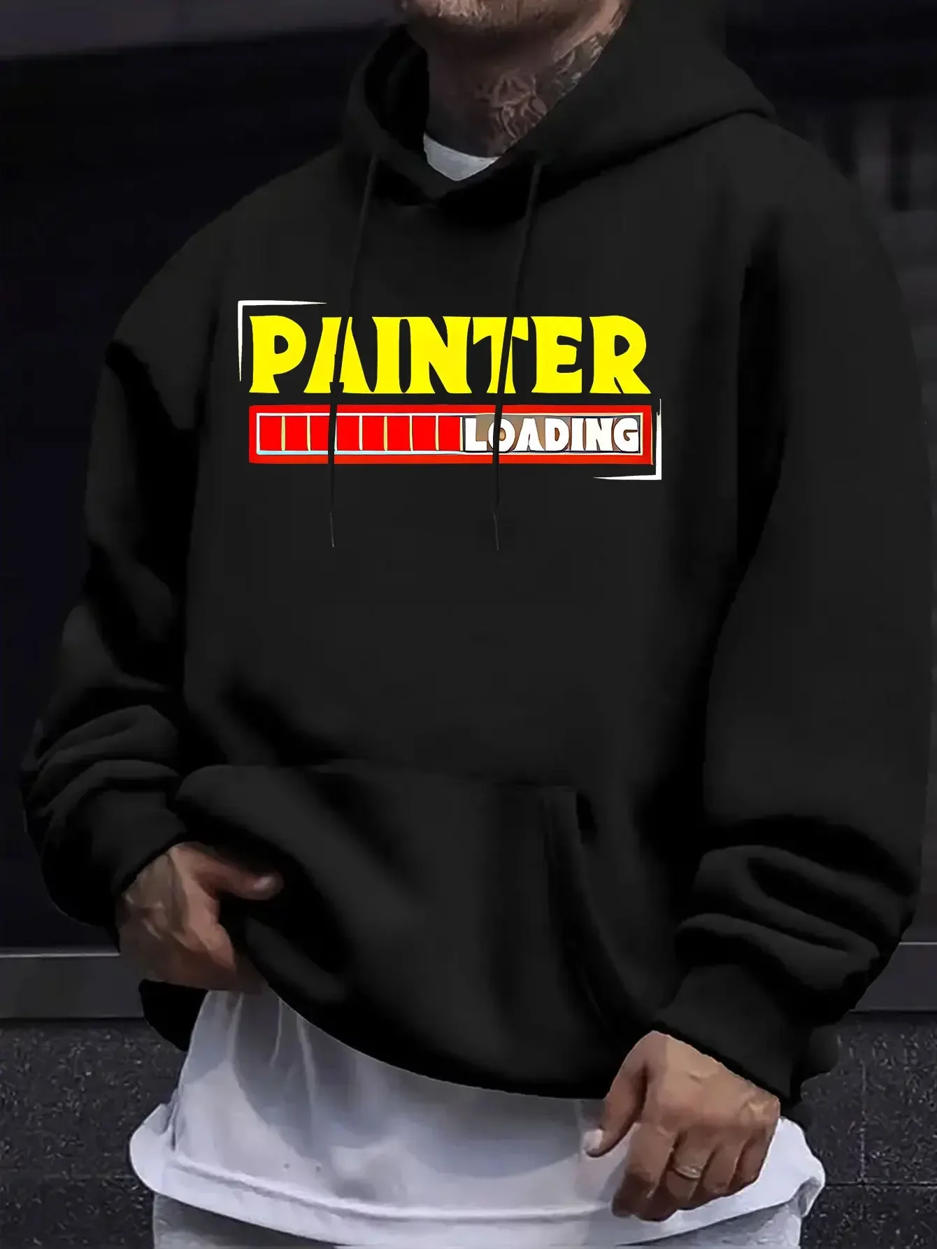 Painter Loading Funny Job Graphic Hoodie Men Women Oversized Hip Hop Casual Hooded Sweatshirt