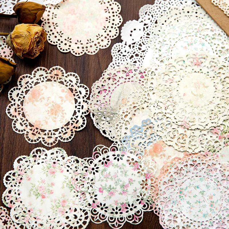 20Pcs Lace Dream Hollow-out Material Paper Retro Collage Deco Background Junk Journal DIY  Creative Scrapbooking