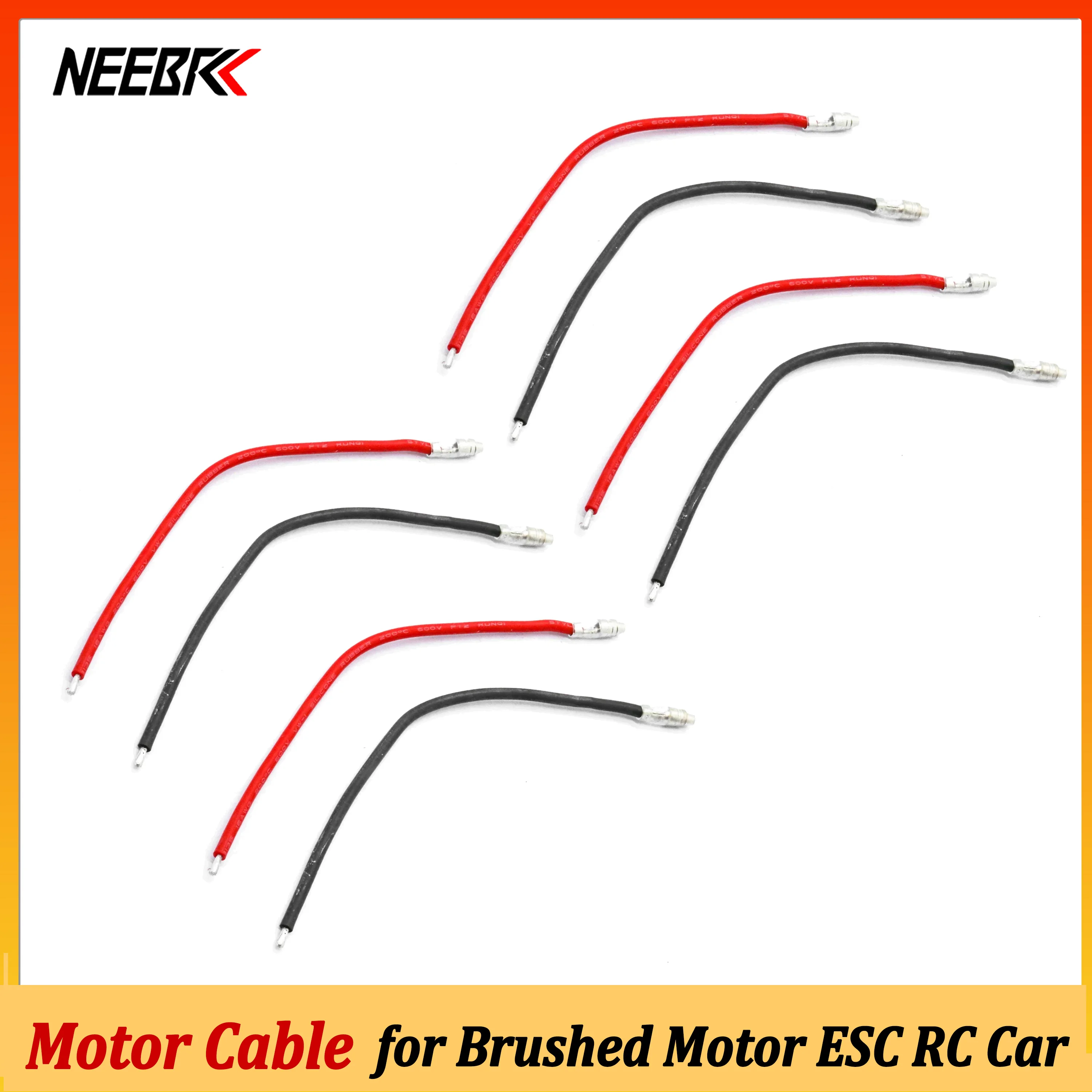 NEEBRC 1/2/4Pairs Silicone Wire 4.0mm Male Plug Connection Cable for 370 380 390 540 550 775 795 Brushed Motor ESC RC Car Model