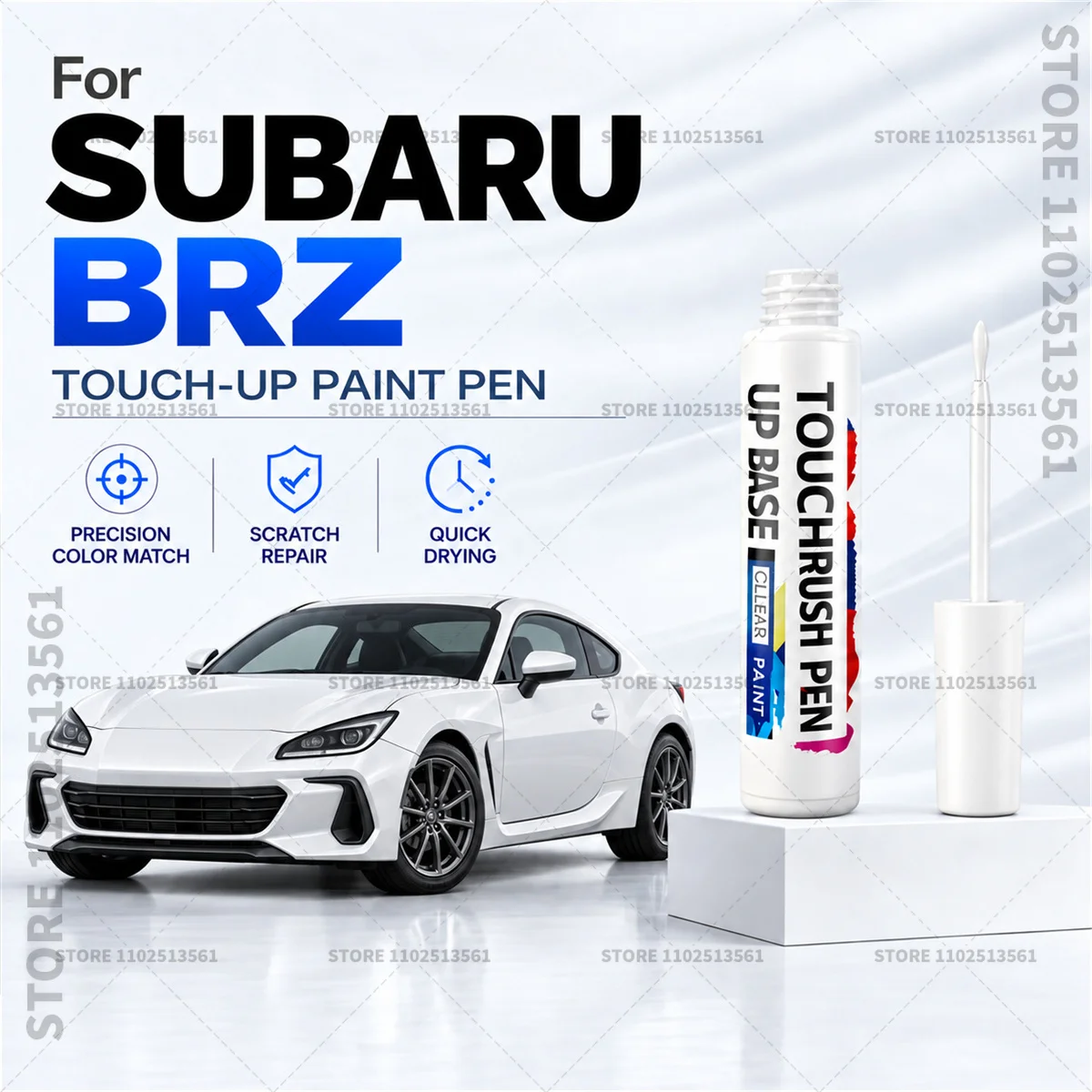 For Subaru BRZ White Automotive Touch Up Paint Pen Scratch Repair Marker for Car Body Bumper Door Paint Restoration Accessories