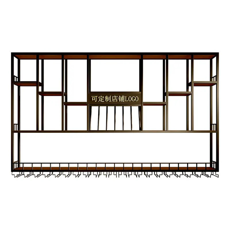 Bar wine cabinet against the wall Wall-mounted shelf Industrial style bar Wrought iron display stand Creative restaurant Wine sh