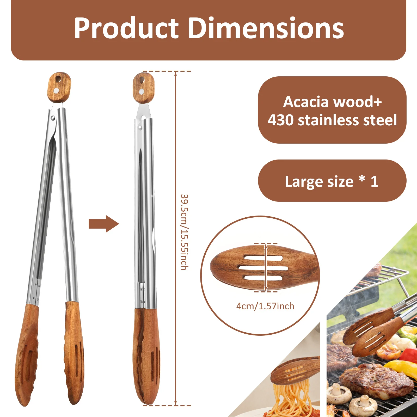 木製キッチン調理用トング バーベキュー滑り止めバーベキュース - Kitchen Gadgets For Cooking のレビューと価格