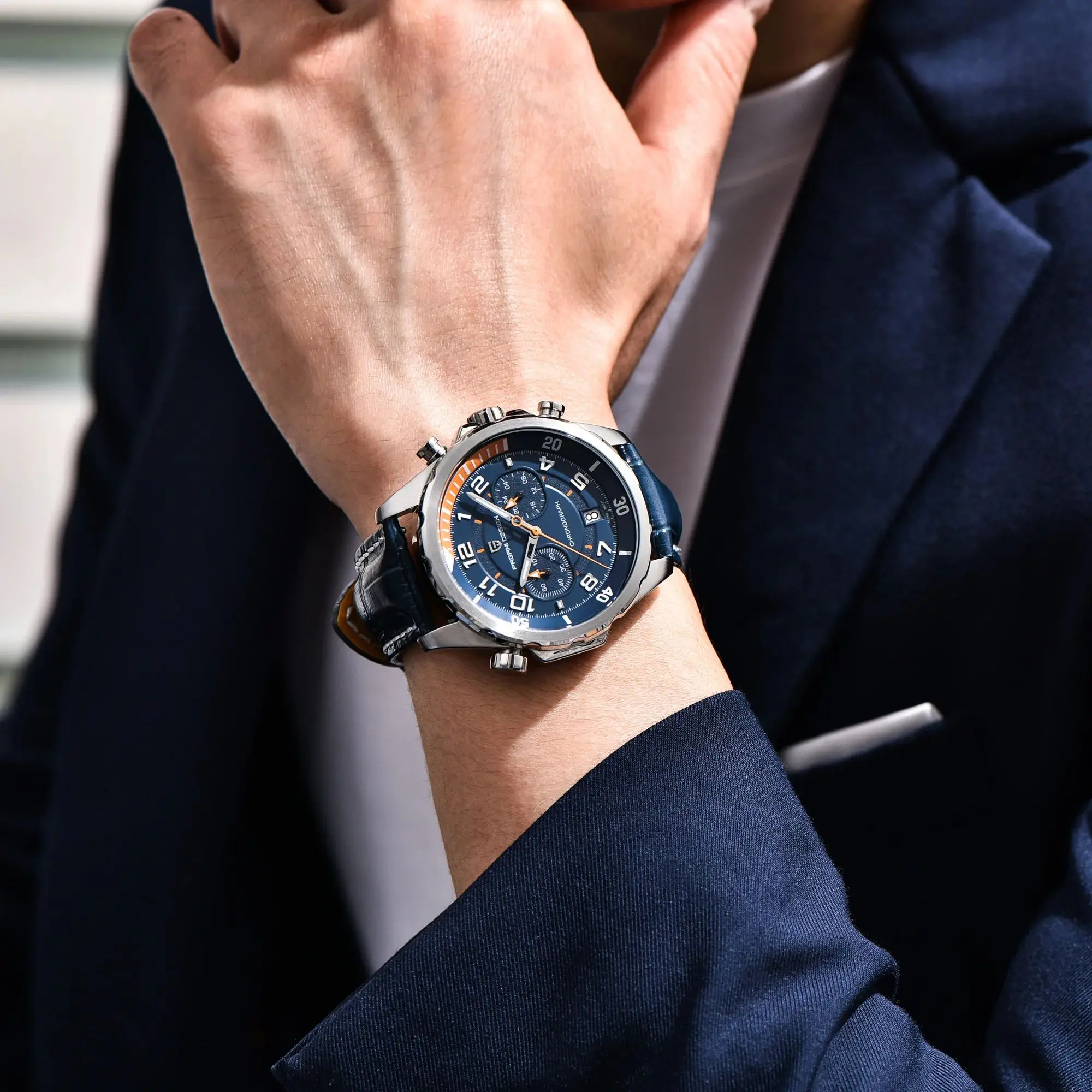 PAGANI DESIGN 2025 New Sport Chronograph AR Sapphire crystal Top Luxury Quartz Watch Men Luminous bezel Leather Wrist watch Men