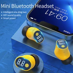 Mini Single Headphones Bluetooth-compatible5.2 Earphones Power Display TWS Wireless Earbuds Mic Support Voice Assistant Headsets