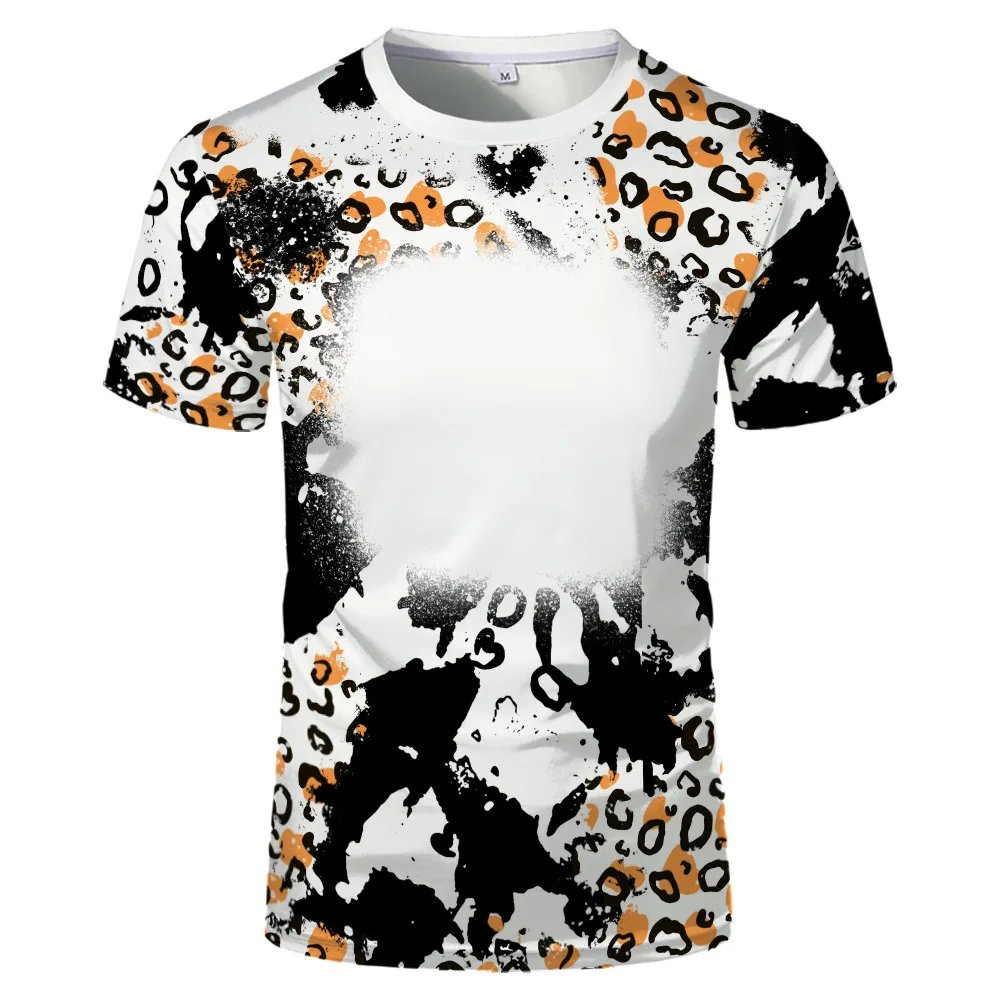 Adults children Bleach Custom Design Leopard Printed Tees Shirt Sublimation Blank TShirt Bleached Polyester T Shirts