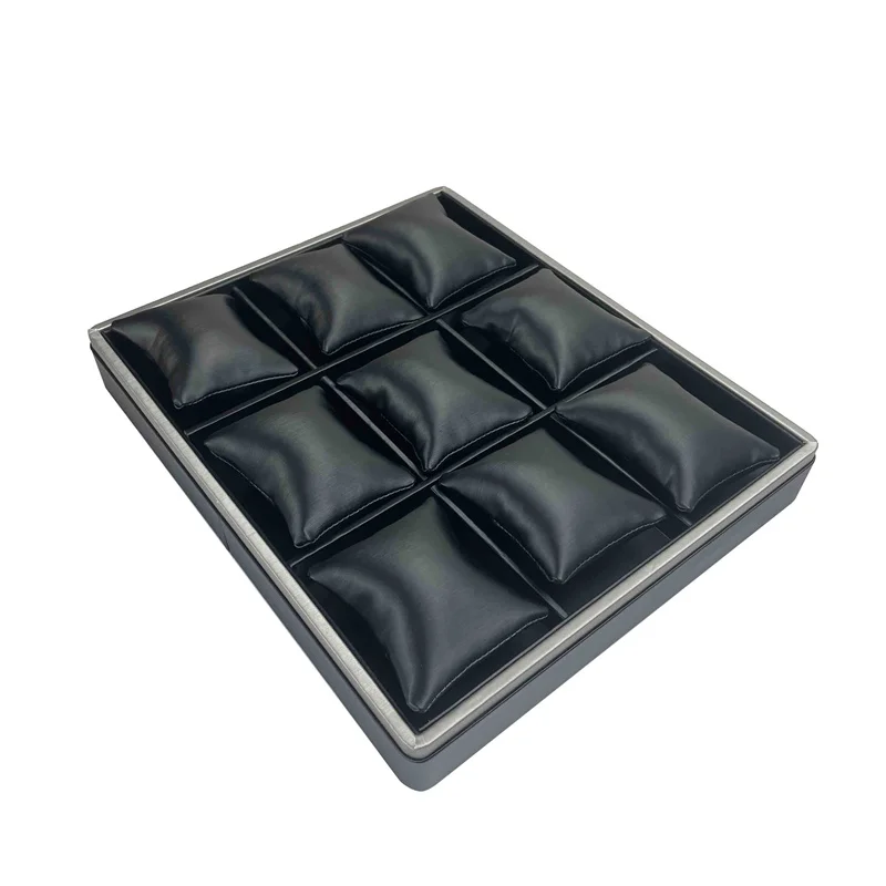 

9-Grid Jewelry Pillow PU Leather Jewelry Display Tray Rack Watch Display Counter Window Showcase Jewelry Organizer Storage Tray