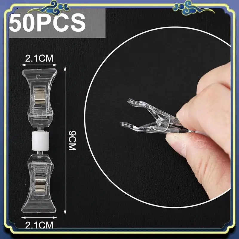 Portable 50 Pcs Double Sided Sign Clips Sign Display Mini Clip On Sign Holder Plastic Tag Clip