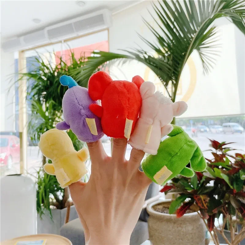 2pcs Finger Toys Baby Mini Hand Puppets Creative Cartoon Animal Plush Toy Pacifying Doll Kawaii Birthday Gifts Interactive Game