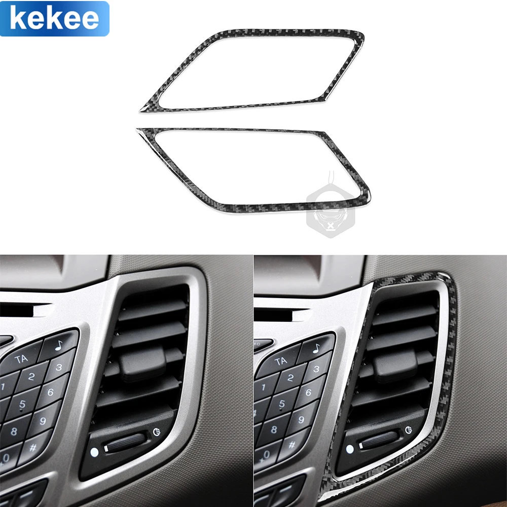 

For Ford Fiesta 2011-2019 Real Carbon Fiber Surrounding the central air outlet Trim Car Interior Stickers Decoration Accessories
