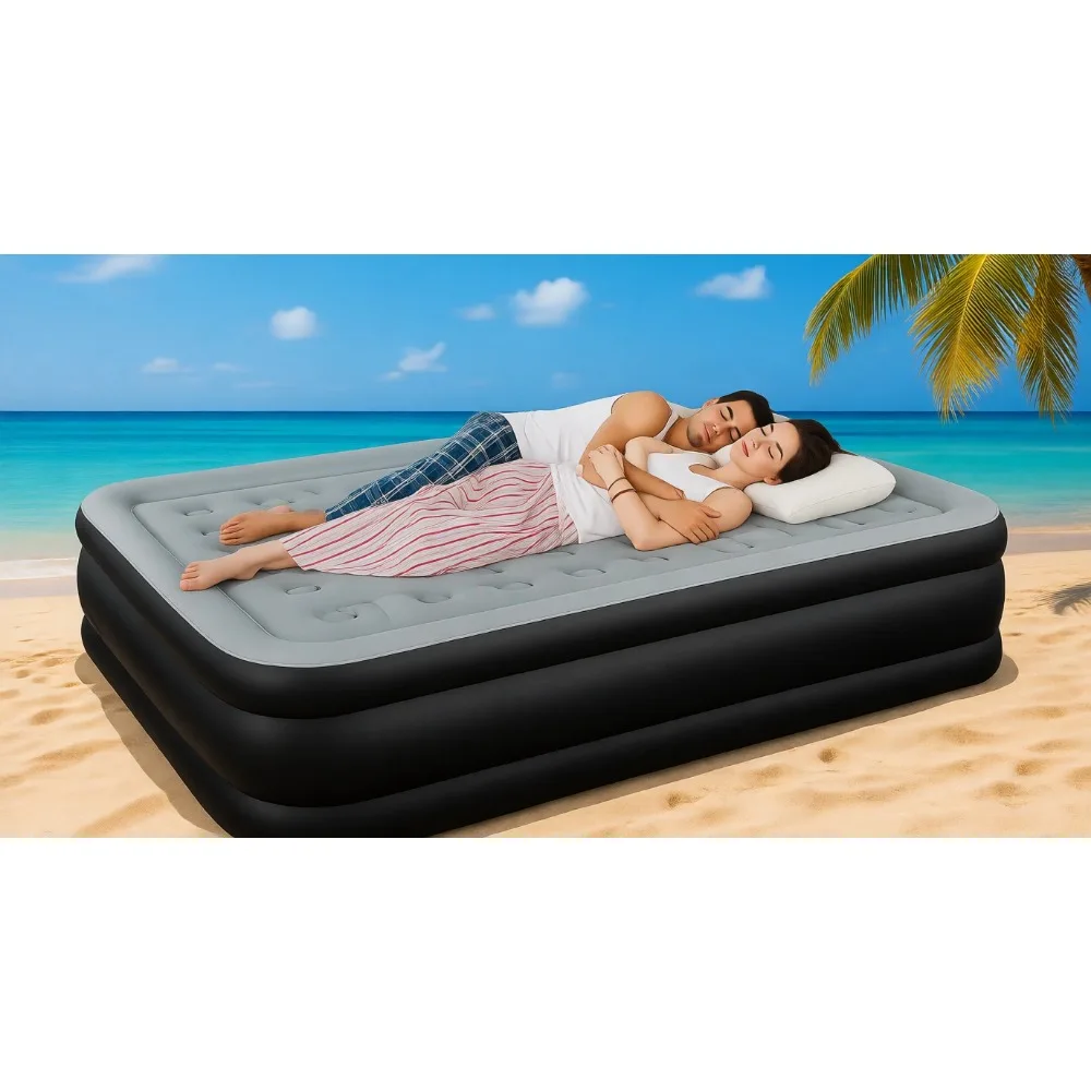 

Надувной матрас Queen-размера с встроенным насосом и двумя подушками для кемпинга и домашнего использования