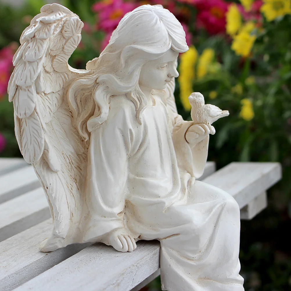 

Small Resin Angel Sculpture Flat Bottom Design for Shelf Decor Bedroom Living Room Ornament Craft Gift