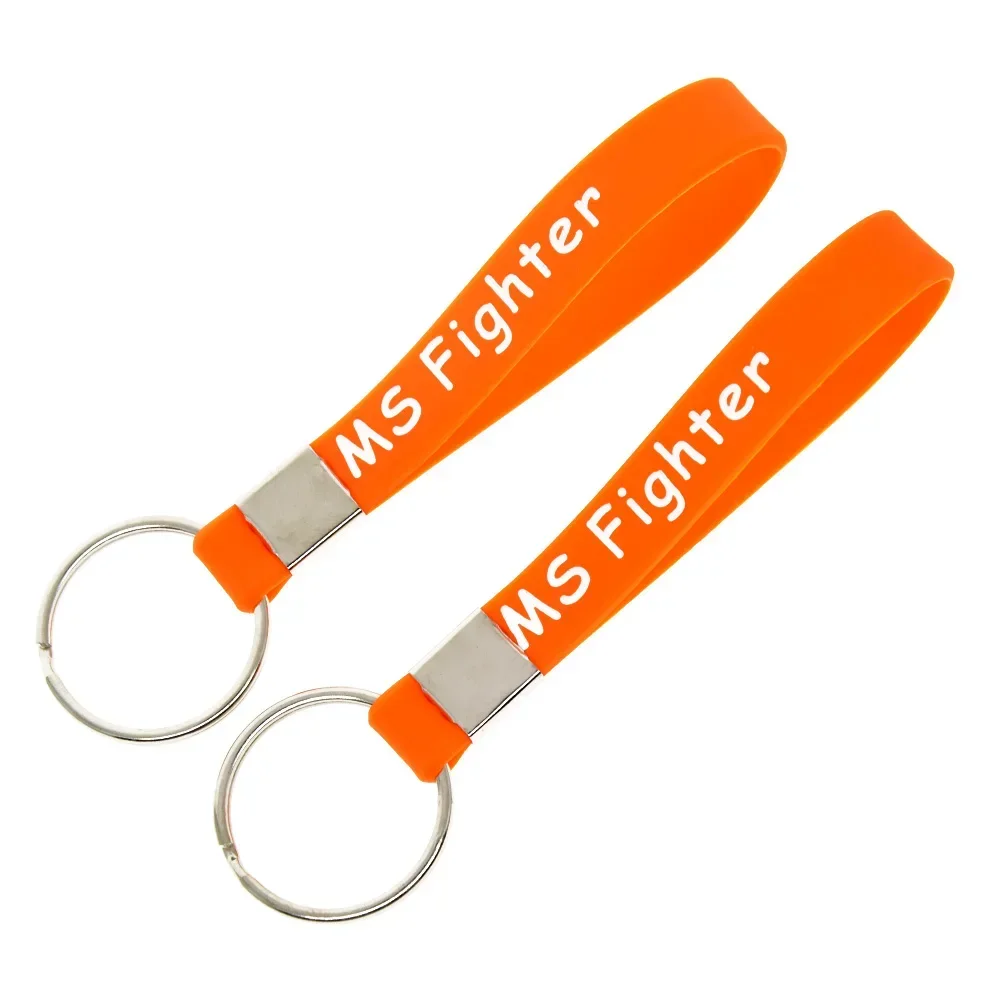 25 Pcs Ms Fighter Never Give Up Silicone Rubber Bracelet Key Holder Orange