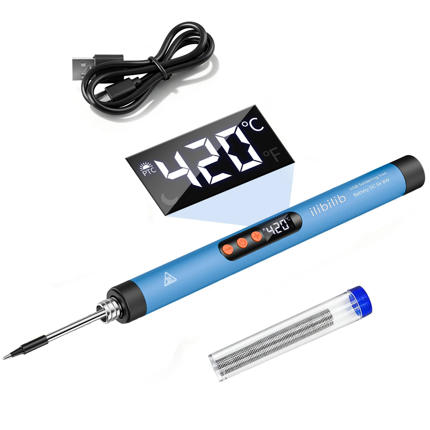 ILIBILIB HX7 8W USB Soldering Iron 5V LCD 260-420°C Fast Heat 30Min Cordless Smart Sleep for PCB DIY Repair