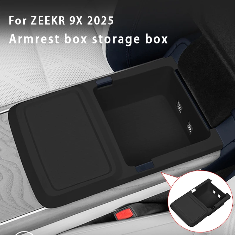 

For ZEEKR 9X 2025 Centre Console Armrest Storage Box Silicone Armrest Storage Box Organizer Tray Interior Accessories