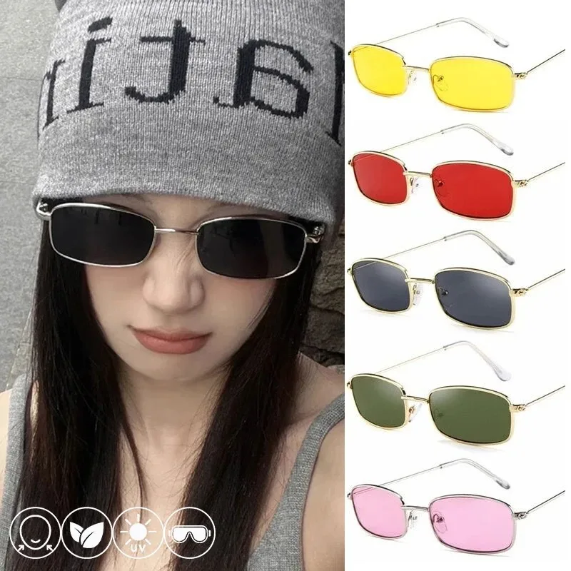 Neue Herren-Sonnenbrille mit Metallrahmen, modische Retro-Punk-Rechteckbrille, Damen-Outdoor-UV400-Schutzbrille