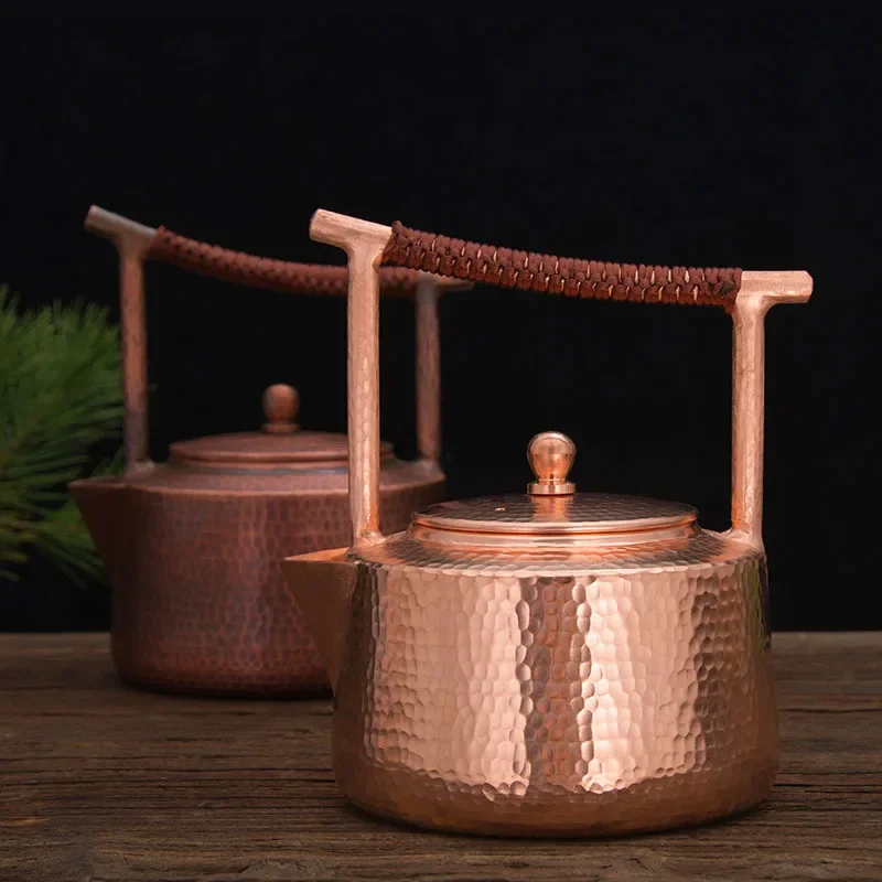 

red Copper pot for boiling tea