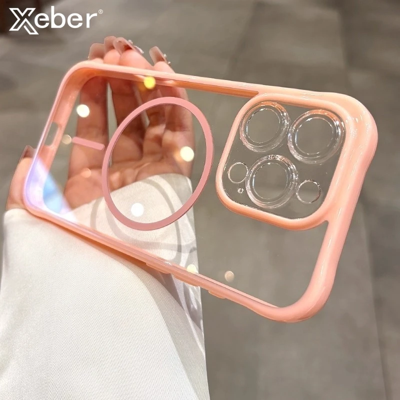 

Magnetic for Magsafe Transparent Acrylic Case For iPhone 16 14 15 13 12 11 Pro Max Clear Hard Shockproof Bumper Protection Cover