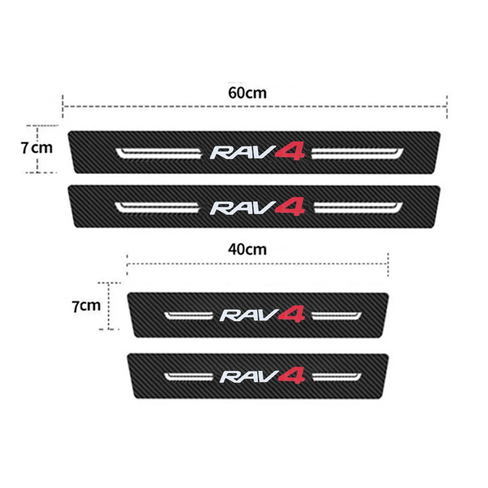 4PCS for Toyota RAV4 Vanguard XA10 XA20 XA30 XA40 XA50 Carbon Fiber Car Door Sill Protector Scuff Plate Threshold Tape Stickers