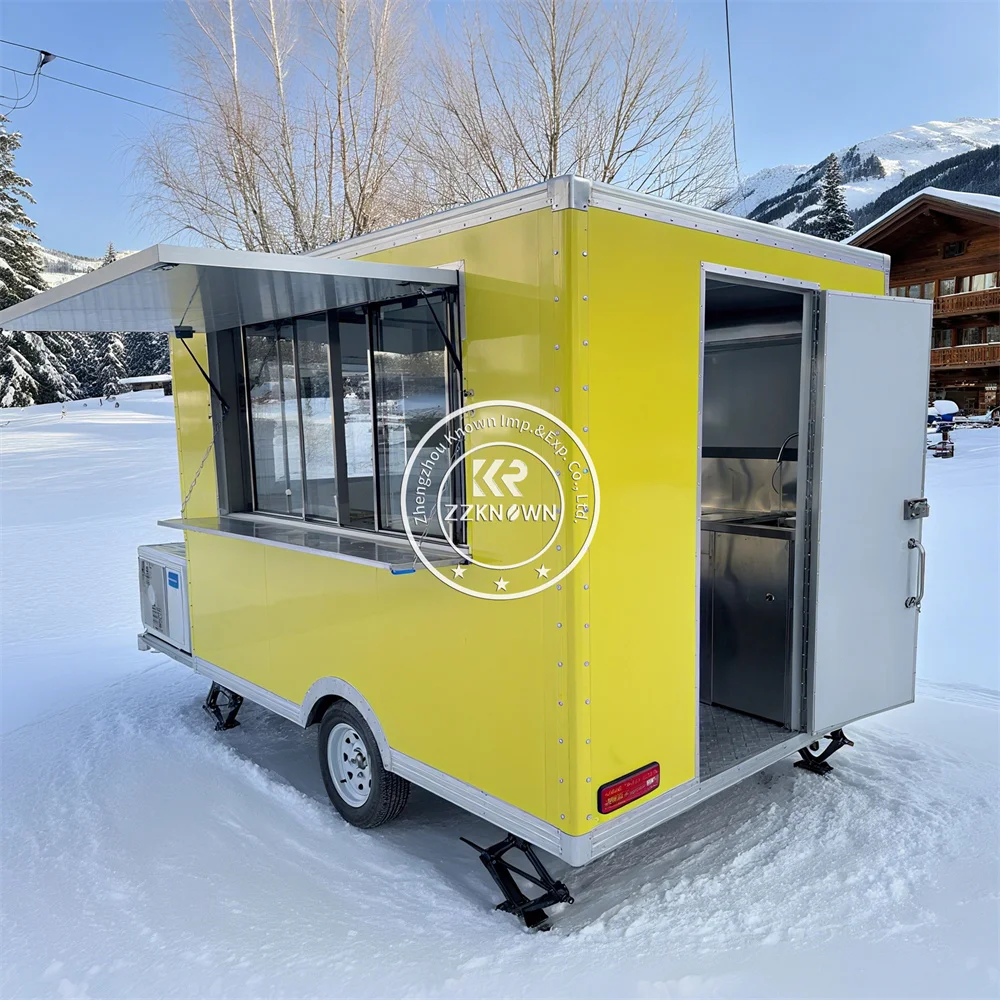 

Concession Caravan Food Trailer Fully Equipped Restaurant Snack BBQ Ice Cream Cart Mini Mobile Food Truck Cart For Sale