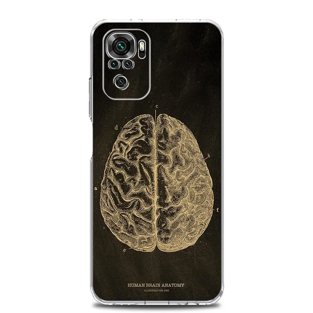 Skeleton Chalkboard Body Heart Phone Case For Xiaomi Redmi Note 13 12 5G 9S 9 8 10 11 Pro Plus 4G 9T 13C 12C10C 9C 9A 7 Cover