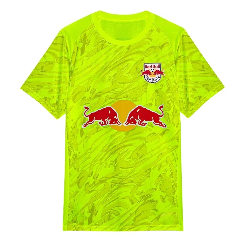 26-27 Austria Adult Child 3D Print FC Red Bull Salzburg Fluorescent Green Abstract Brush Football Jersey Men  Soccer Fan Short