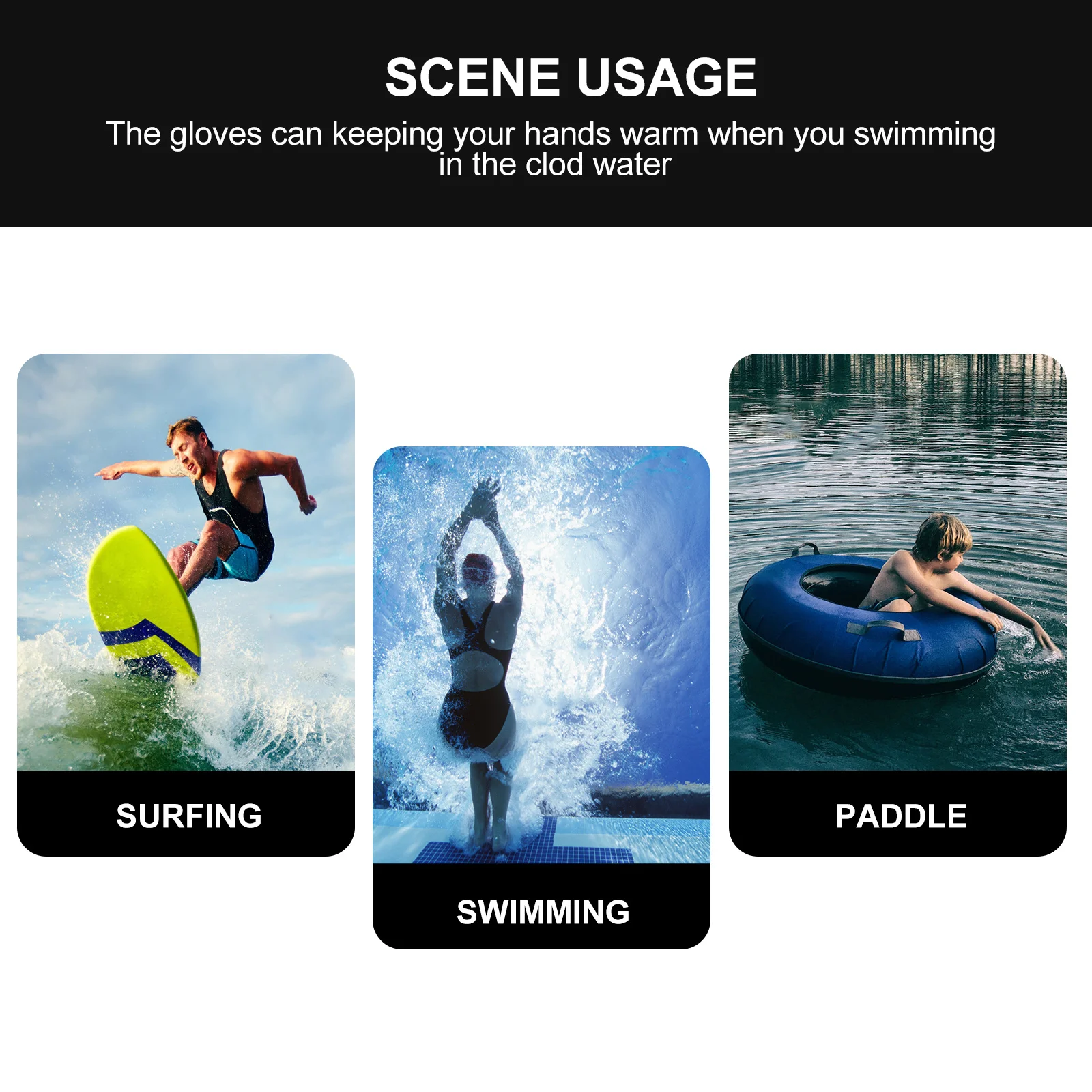 

1Pair Swim Hand Cover Nylon Material Practical for Swimming Surfing Diving Activities Water Gloves Nylon Swim Mitts