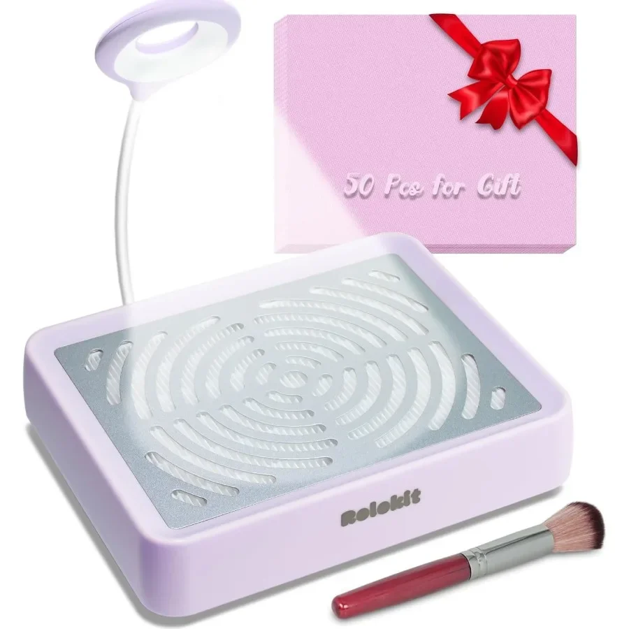 

Nail Dust Collector with Lamp 50pcs Disposable Filter Dusting Brush Electric Nail Vacuum Cleaner Dust Fan Suction Machine for M