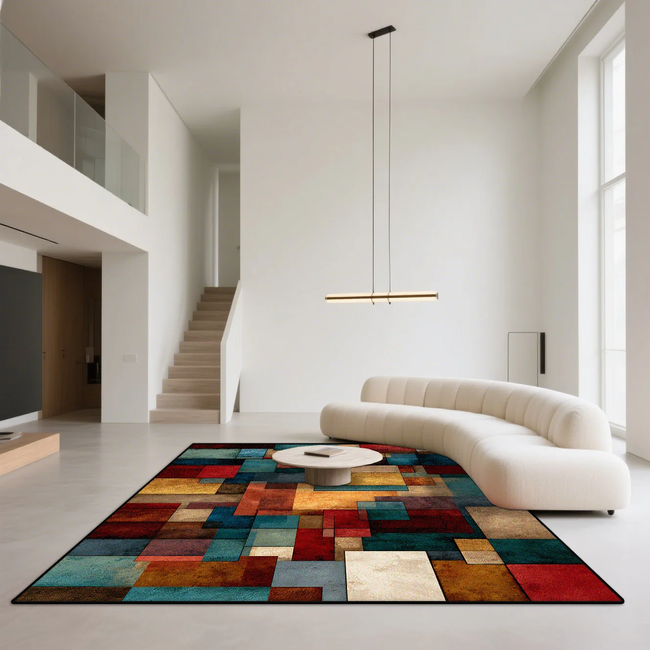 

Ретро абстрактные плюшевые ковры для гостиной, украшения с геометрической сеткой, домашние коврики, моющиеся нескользящие коврики для спальни, гардероба