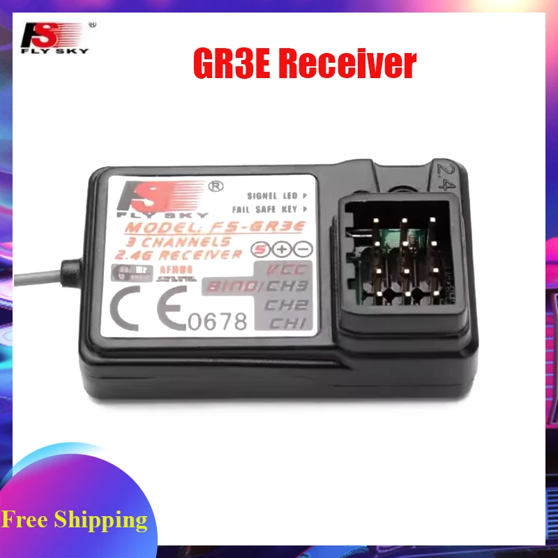 Flysky FS-GR3E 3Channel 2.4G GR3E Receiver with Failsafe GT3B GR3C Upgrade for RC Car parts Truck Boat GT3 GT2 Transmitter