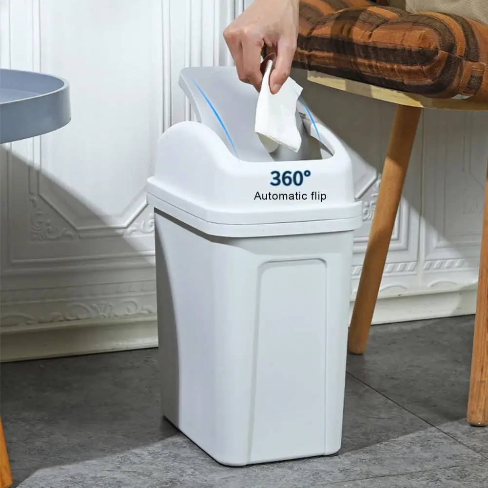 Home Garbage Can With Lid Thickened Press Type Swing Cover Waste Bin Large Capacity Kitchen Hotel Bathroom Office Trash Can