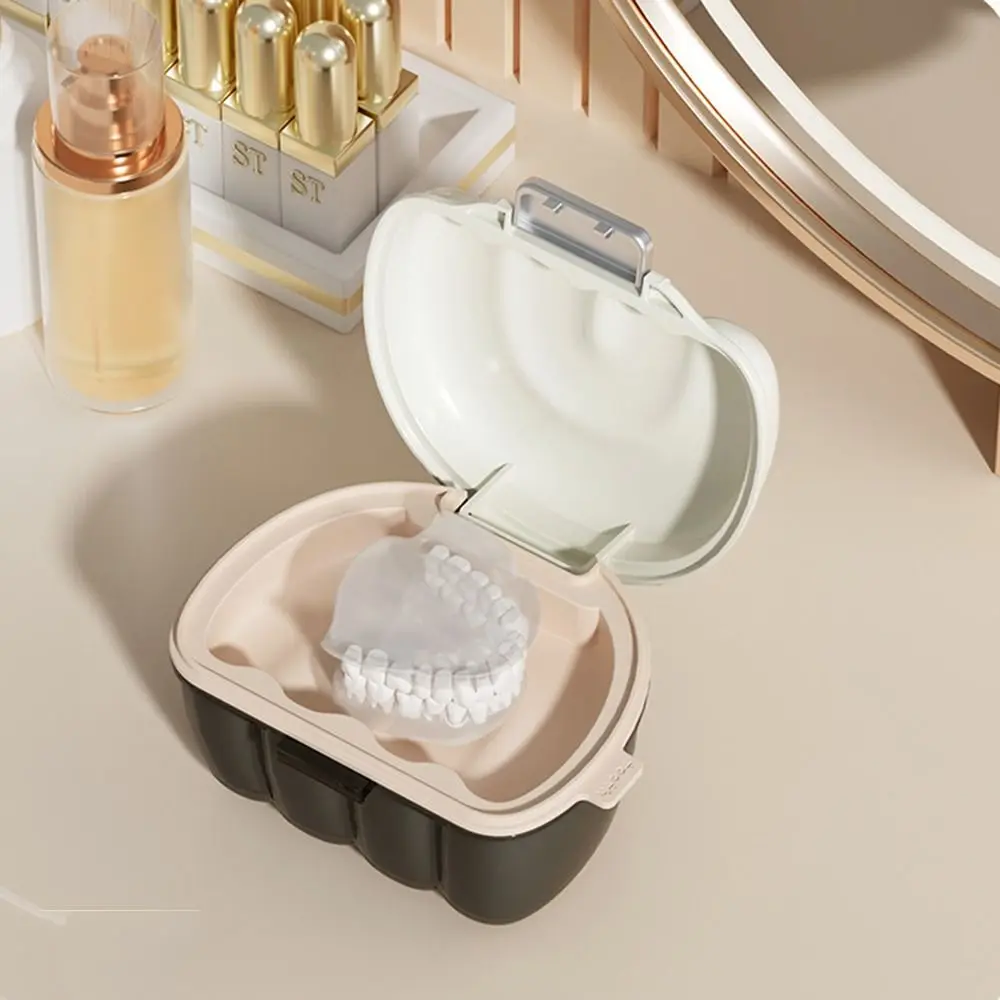 Three Layers Invisible Braces Box Small Brush Draining Denture Storage Case Silicone Handle Large Capacity
