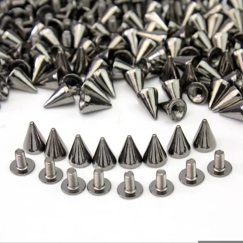 100Pcs Black Punk Spike Rivet Screw Bead DIY Metal Cone Studs Leather Craft Spots Rock