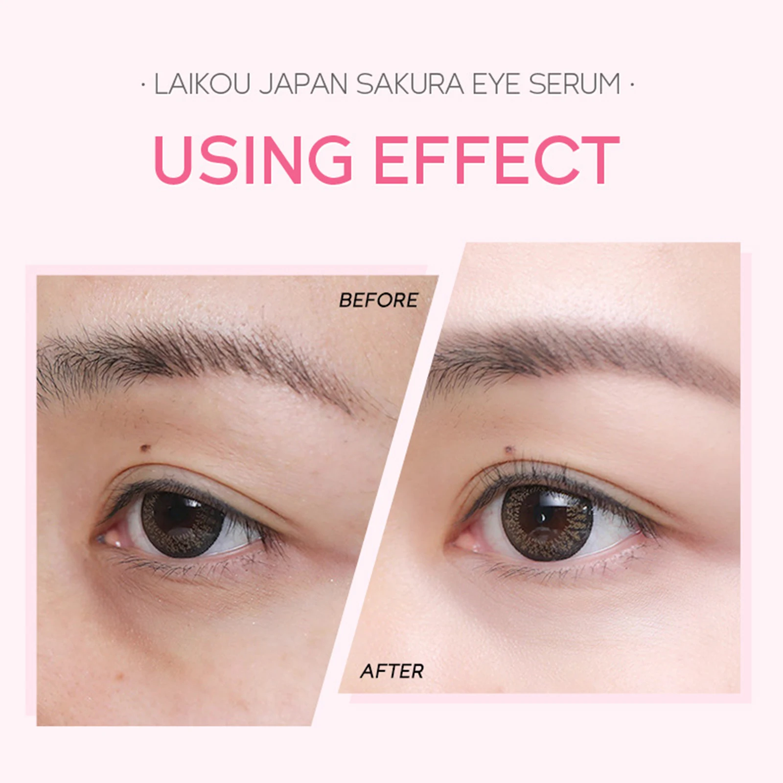 LAIKOU Sakura Eye Serum Eye Roller Massage Vitamin C Hyaluronic Acid Skin Care Eye Bags Cream Moisturizing Dark Circles 15ml