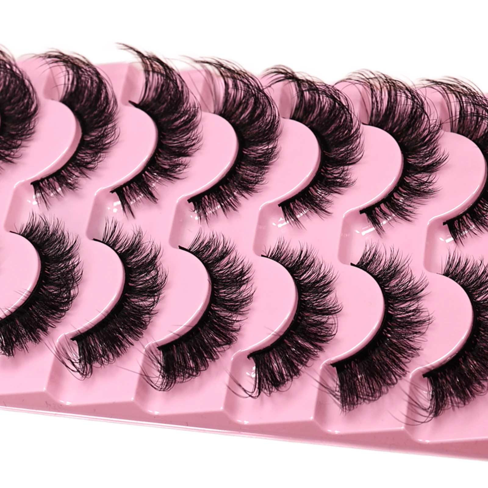 Fox Eye Lashes 7 Paar Falsche Wimpern aus Kunstnerz 3D Dicke Natürliche Dramatische Wimpern Wiederverwendbares Augen-Make-up für Tägliche Party-Cosplay – Detail 5
