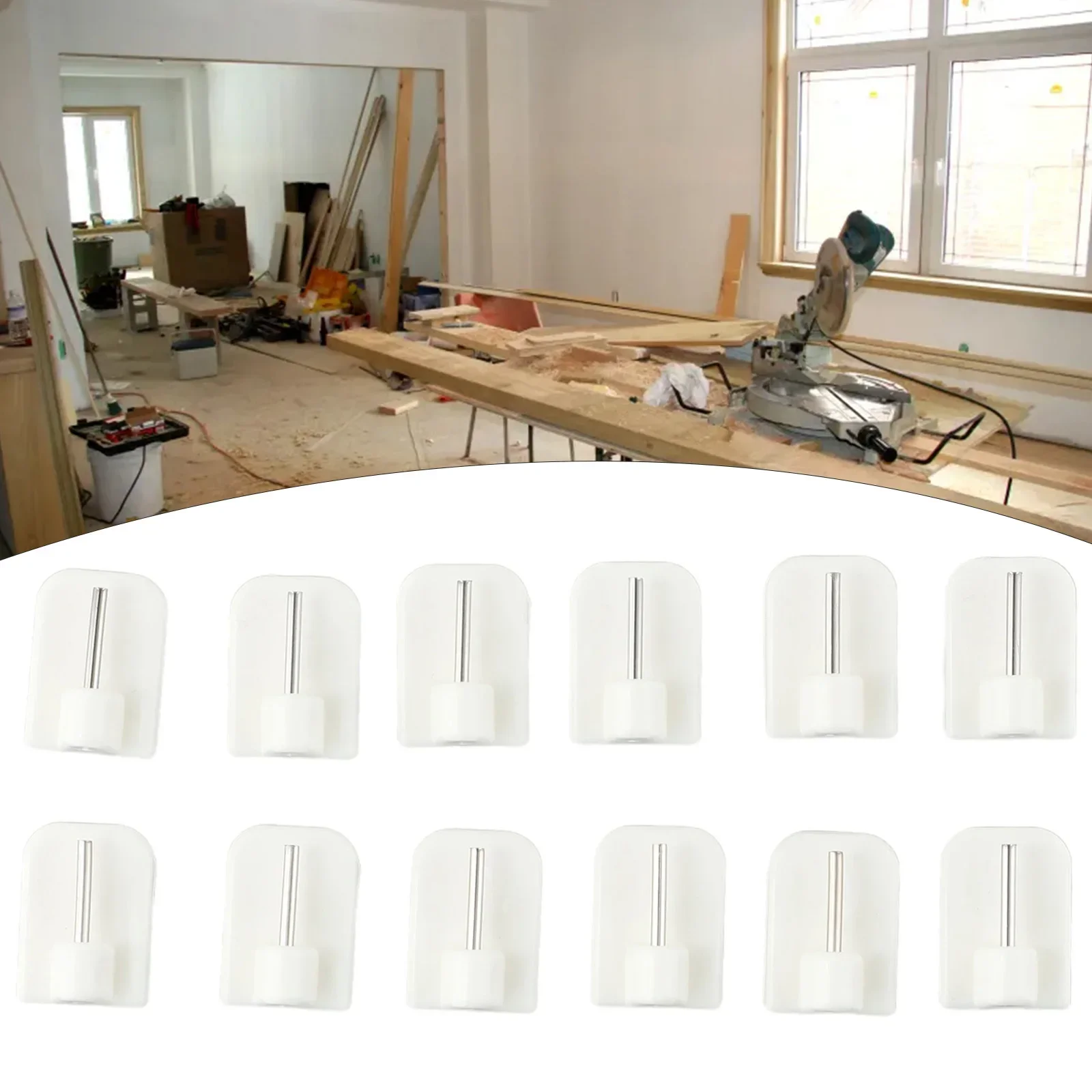 4/8/12PCS Curtain Rod Hook 2.4*1.7cm Adhesive Bracket Hooks Stainless Steel Pvc Curtain Rod Bracket Hook Home Hardware