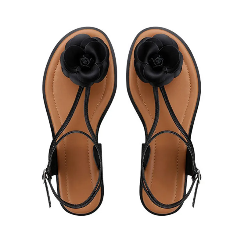 

Симпатичные декоративные сандалии-шлепанцы с камелиями для женщин, сексуальные тонкие сандалии с ремешком на щиколотке и застежкой на пальцах для девушек, элегантные летние уличные тапочки
