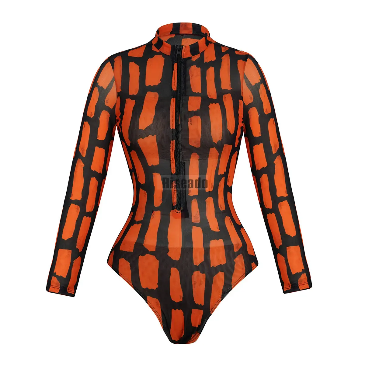 Mesh Swimsuit 2026 fashion High Waist Surfing Belly control Swimwear 2pcs Outfits Long Sleeve Top Long Pant Cover Up