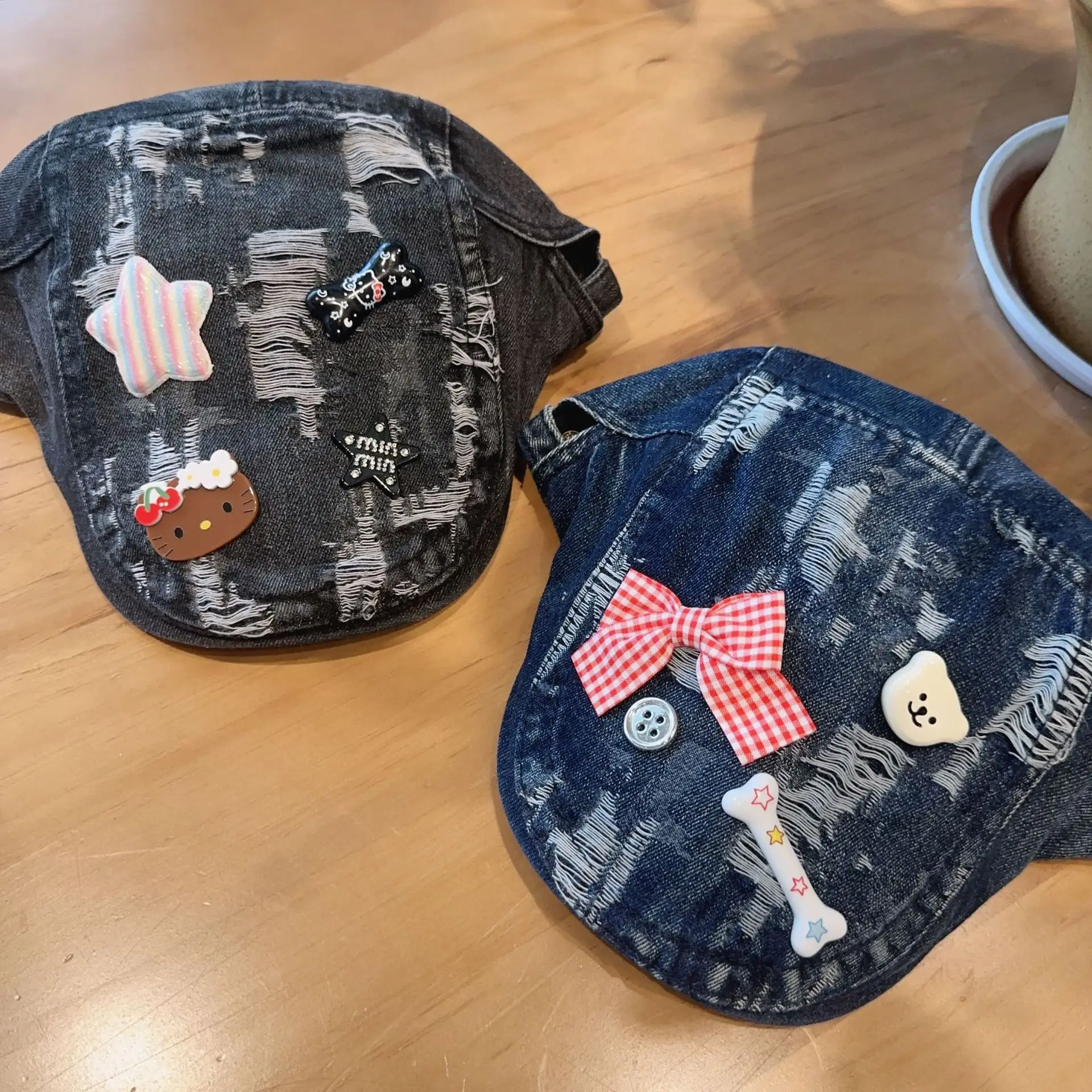 Y2K Distressed Denim Baseball Cap Women DIY Customizable Yabi Fashion Cute Streetwear Summer Bucket Hat Unisex​