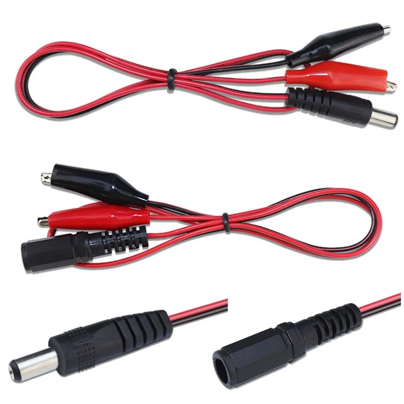 

0.5M DC Female Jack Connector Alligator Clips Crocodile Wire 12V 3A Power Cable To 2 Alligator Clip Connected Voltage