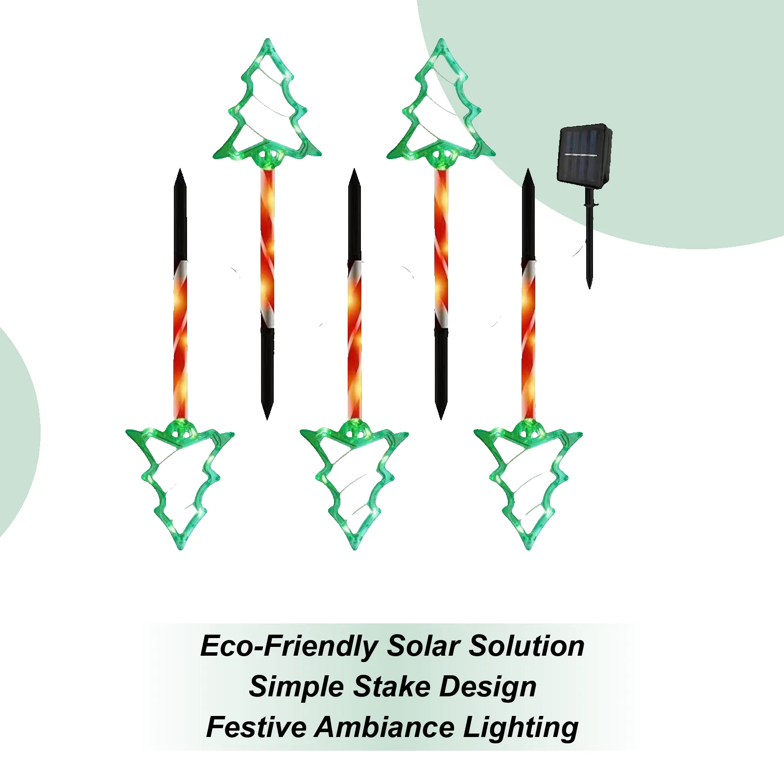 

Рождественские огни на солнечных батареях Солнечные рождественские украшения Елочные огни 5 шт. Водонепроницаемое окружающее освещение для зимнего крыльца