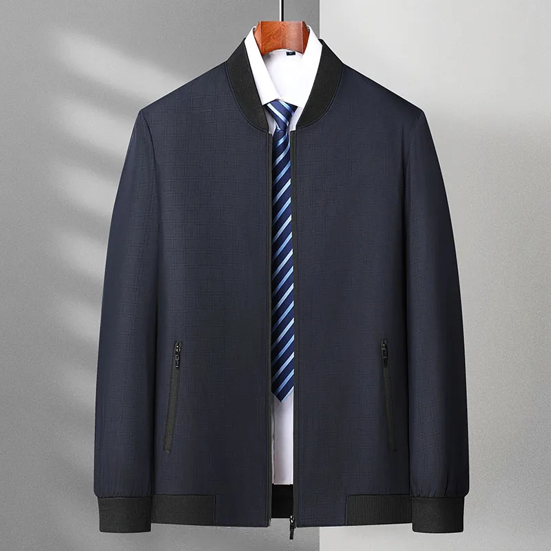 

Outdoor Fashionable Business Solid Color Sports Versatile Stand-up Collar Dad Casual Jacket for Middle-aged and Elderly People