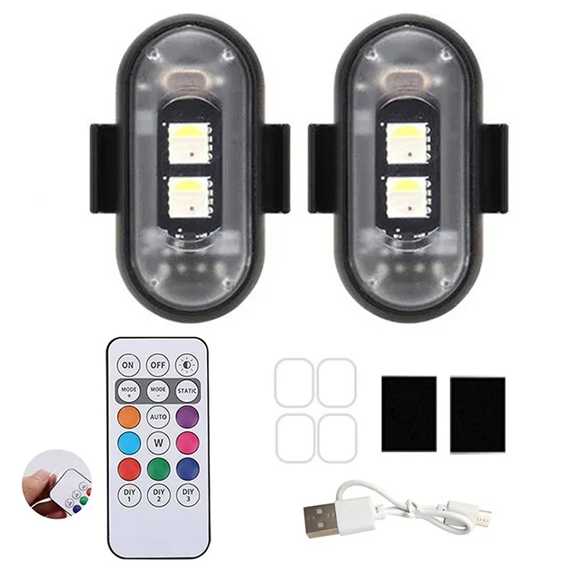 1-6Pcs Wireless LED Drone Strobe Light for Motorcycle Car Bike Remote Control Warning Light Indicator Light USB Charging 8Colors